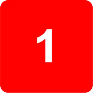 🟥 1 number, one, red, white telegram sticker