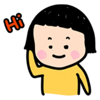 👧 Hi greeting, child, hello, waving, friendly telegram sticker
