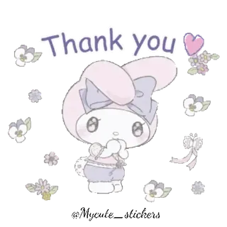 🐰 Thank you gracias, saludo, lindo, conejo, dibujos animados, flores telegram sticker
