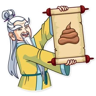 💩 scroll, old man, poop, humor, cartoon telegram sticker