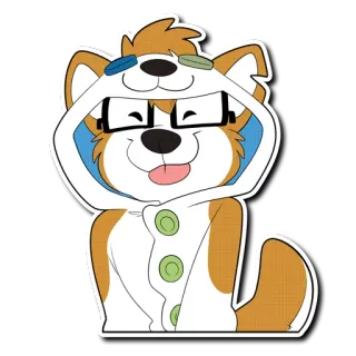 😋 dibujo animado, perro, furry, gafas, sudadera con capucha telegram sticker