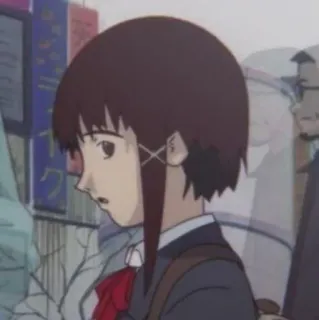 👀 Lain Iwakura Serial Experiments Lain anime, serial experiments lain, lain iwakura, cyberpunk, cheveux bruns, fille anime whatsapp sticker
