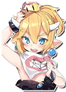😥 Bowsette bowsette, super mario, fanart, anime telegram sticker