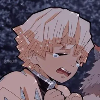 🧡 Zenitsu Agatsuma Demon Slayer Anime, Demon Slayer, Zenitsu, Chorando, Kawaii, Mangá telegram sticker