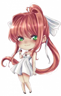 💚 Monika Doki Doki Literature Club! anime, chibi, Monika, Doki Doki Literature Club! telegram sticker