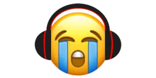 😭 эмодзи, плачущий, наушники, грустный telegram sticker