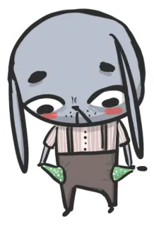 😔 coelho, pobre, triste, bolsos vazios, desenho animado telegram sticker