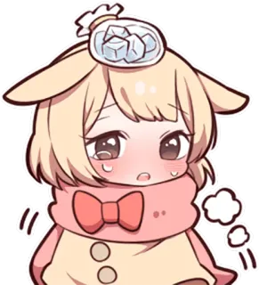 😷 动漫, 卡哇伊, 可爱, 生病, 受伤, 冰袋, 卡通, 贴纸 telegram sticker