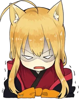 😡 Аниме, Манга, Кот, Лиса, Мультфильм, Злой telegram sticker