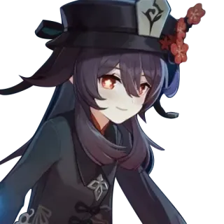 🙂 Hu Tao Genshin Impact Anime, Mädchen, Hut, Blumen, Genshin Impact, Hu Tao telegram sticker