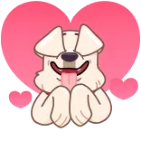 😍 cachorro, animal, animal de estimação, desenho animado, coração, amor whatsapp sticker