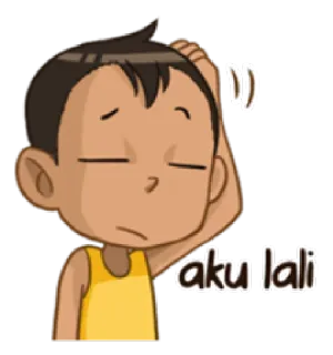 🙈 aku lali Desenho animado, Menino, Esquecer, Confuso, Aku Lali, Malaio telegram sticker