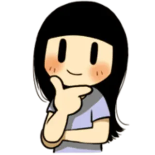 🤔 Cartoon, Mädchen, Denken, Figur, Süß, Illustration telegram sticker