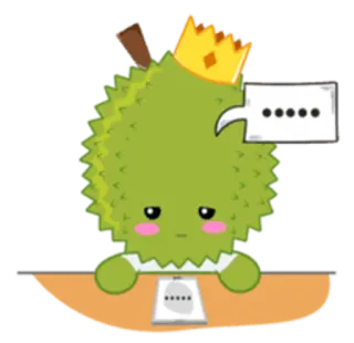 😔 Durian, Korona, Owoc, Kreskówka, Król, Kawaii telegram sticker