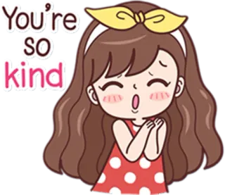 🙏 You're so kind gentilezza, carino, ragazza, cartone animato, positivo, sano, espressione telegram sticker