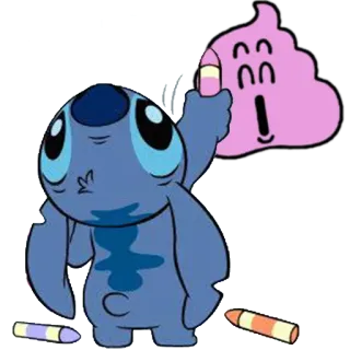 💩 Stitch cartoon, alien, drawing, cute telegram sticker