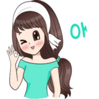 👌 Ok ผู้หญิง, โอเค, การ์ตูน, ผู้หญิง, อนุมัติ, ท่าทาง telegram sticker