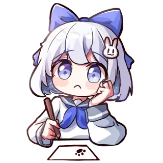 😕 Аниме, Мультфильм, Милый, Девочка, Рисунок, Наклейка whatsapp sticker
