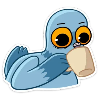 ☕️ นกพิราบ, นก, กาแฟ, แก้ว, น่ารัก, สัตว์ telegram sticker