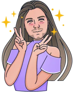 🤘 peace, peace sign, portrait, sparkles whatsapp sticker