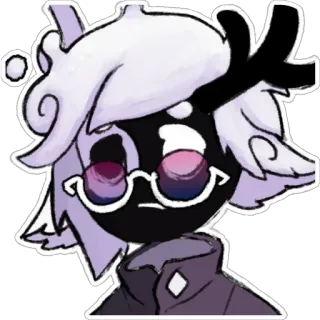 😞 autocollant, dessin animé, personnage, violet, lunettes, art whatsapp sticker