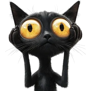 😬 kot, czarny kot, zwierzę, kreskówka, słodki, naklejka, śmieszne, ilustracja whatsapp sticker
