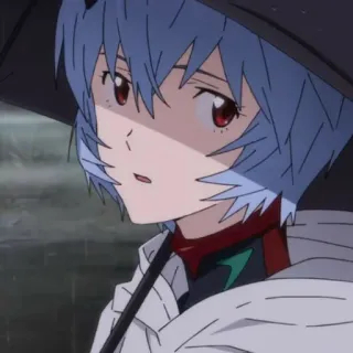 📓 Rei Ayanami Neon Genesis Evangelion Anime, Mädchen, blaue Haare, Regenschirm, Rei Ayanami, Evangelion whatsapp sticker
