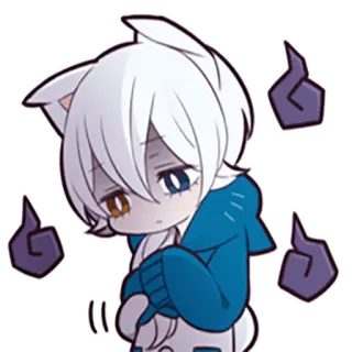 😞 anime, kat, personage, cartoon, schattig whatsapp sticker