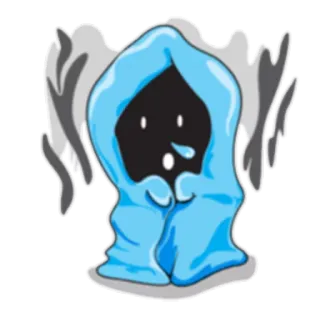 👻 imut, kartun, monster, biru, hantu whatsapp sticker