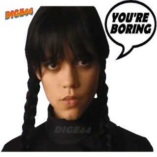 😮‍💨 Wednesday Addams Wednesday YOU'RE BORING Wandinha Addams, Wandinha, Você é chato, Chato, Série de TV, Netflix telegram sticker
