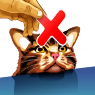 ❌ кот, ошибка, крест, животное, милый whatsapp sticker