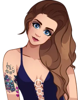 😳 dibujo animado, mujer, pegatina, femenina, ilustración telegram sticker