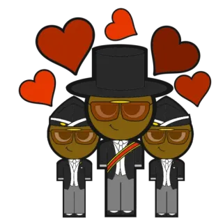 🥰 danse du cercueil, funérailles, mème, Ghana, soins palliatifs, dessin animé, coeurs telegram sticker