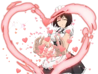 🫶 Anime, Maid, Corazón, Amor, Lindo whatsapp sticker