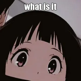 🤔 what is it animé, fille, curieuse, question, yeux whatsapp sticker