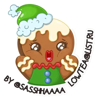 👩‍🎨 BY @SASSHAAA 진저브레드, 쿠키, 크리스마스, 축제, 귀여운, 카와이 telegram sticker