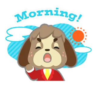 😄 Morning! mañana, perro, buenos días, sol, nubes, dibujos animados, saludo whatsapp sticker