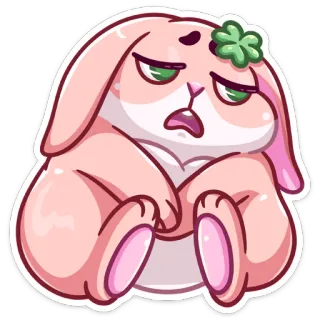 ☹️ зайчик, милый, животное, стикер, мультфильм, уставший, измученный telegram sticker