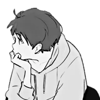 🦋 Anime, Manga, Anak laki-laki, Penuh pikiran, Bijaksana, Potret telegram sticker