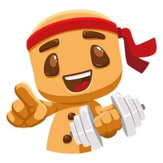 🏋 gingerbread man, workout, dumbbell, fitness, exercise, cartoon, character telegram sticker