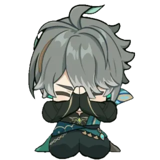 🙏 Alhaitham Genshin Impact อนิเมะ, ตัวละคร, เก็นชินอิมแพ็กต์, อัลไฮแธม, น่ารัก, เกม telegram sticker