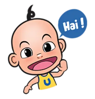 ✋ Hai ! Dessin animé, Salutation, Enfant, Joyeux telegram sticker