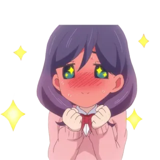💖 anime girl, cartoon, sparkle, cute, blushing whatsapp sticker