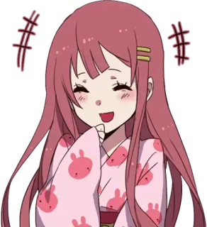 😄 Anime, Chica, Dibujo animado, Lindo, Feliz, Kawaii telegram sticker