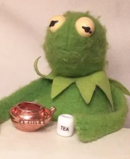 🌟 Kermit TEA kermit, tee, muppets, frosch, puppe, trinken whatsapp sticker