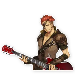 🎸 gitara, mężczyzna, postać, fantasy, rude włosy, naszywka telegram sticker