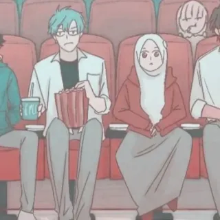 💬 Cartone animato, Film, Teatro, Cinema, Popcorn, Coppia whatsapp sticker
