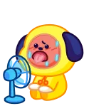 🥵 Chimmy BT21, Cartoon, Cute, Kawaii, Sweating, Fan, Summer, Emoji, Sticker telegram sticker