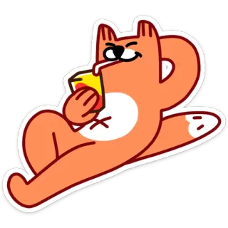 😎 cat, orange, drinking, cartoon telegram sticker