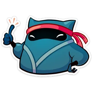 👍 ninja, cartoon, sticker, mascot, character, blue, red headband whatsapp sticker